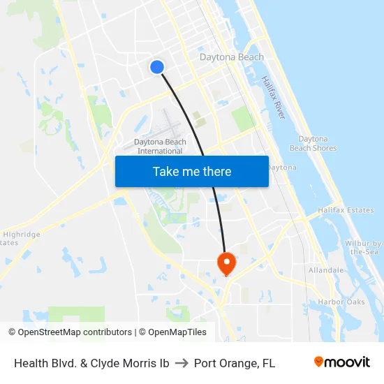 Health Blvd. & Clyde Morris Ib to Port Orange, FL map