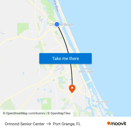 Ormond Senior Center to Port Orange, FL map