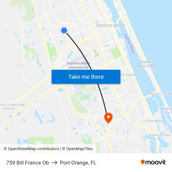 759 Bill France Ob to Port Orange, FL map