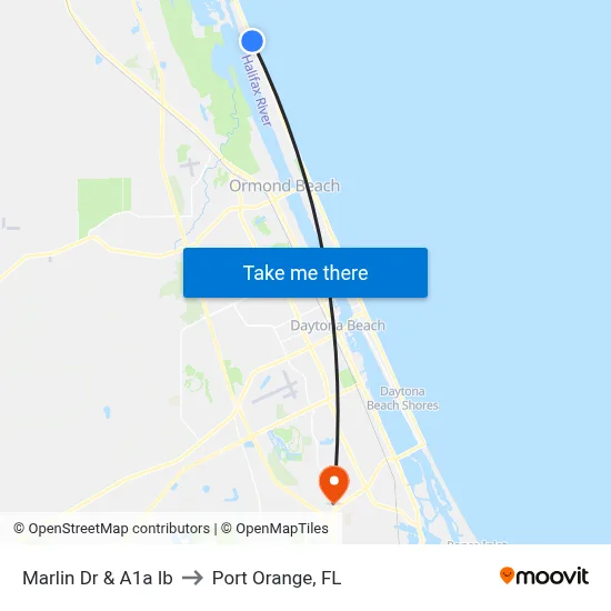 Marlin Dr & A1a Ib to Port Orange, FL map