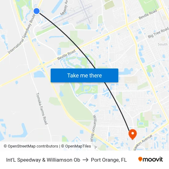 Int'L Speedway & Williamson Ob to Port Orange, FL map