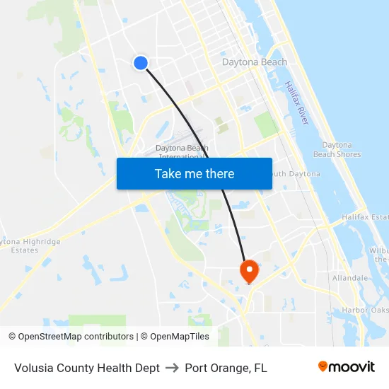 Volusia County Health Dept to Port Orange, FL map