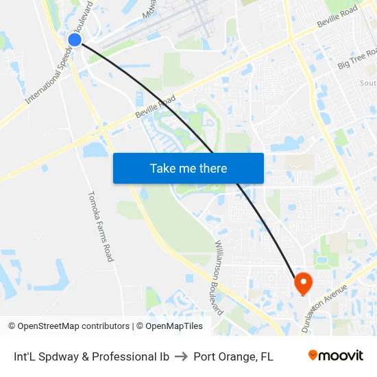 Int'L Spdway & Professional Ib to Port Orange, FL map