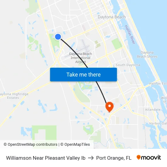 Williamson Near Pleasant Valley Ib to Port Orange, FL map