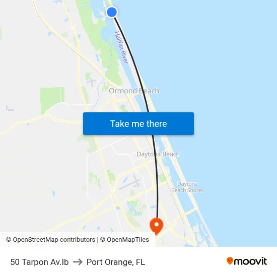 50 Tarpon Av.Ib to Port Orange, FL map