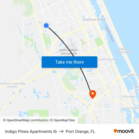 Indigo Pines Apartments Ib to Port Orange, FL map