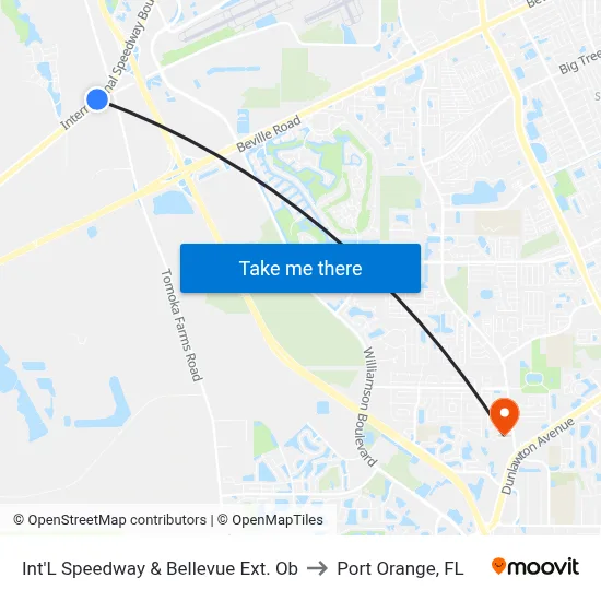 Int'L Speedway & Bellevue Ext. Ob to Port Orange, FL map