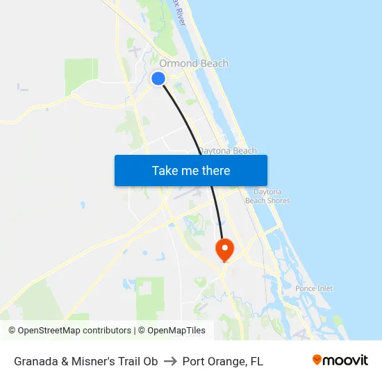 Granada & Misner's Trail Ob to Port Orange, FL map