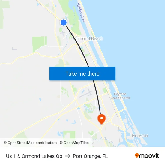 Us 1 & Ormond Lakes Ob to Port Orange, FL map