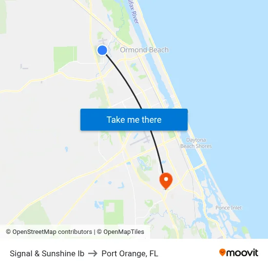 Signal & Sunshine Ib to Port Orange, FL map