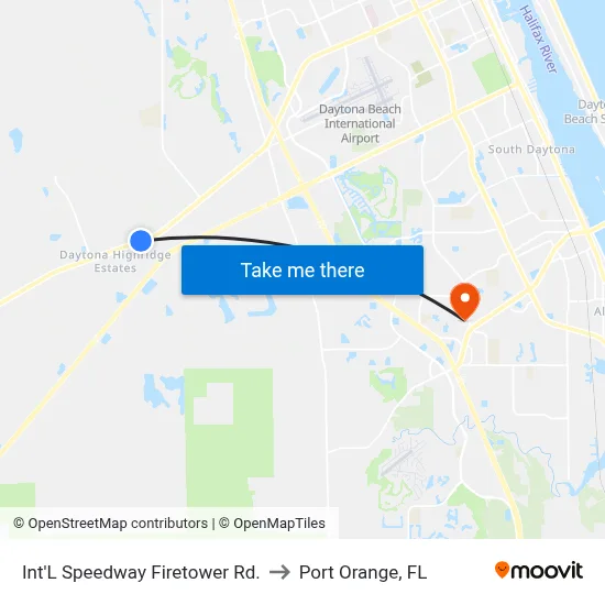 Int'L Speedway   Firetower Rd. to Port Orange, FL map