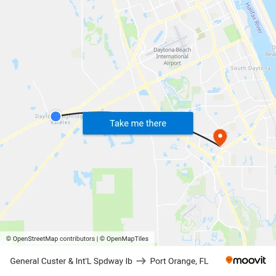 General Custer & Int'L Spdway  Ib to Port Orange, FL map