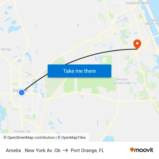 Amelia . New York Av. Ob to Port Orange, FL map