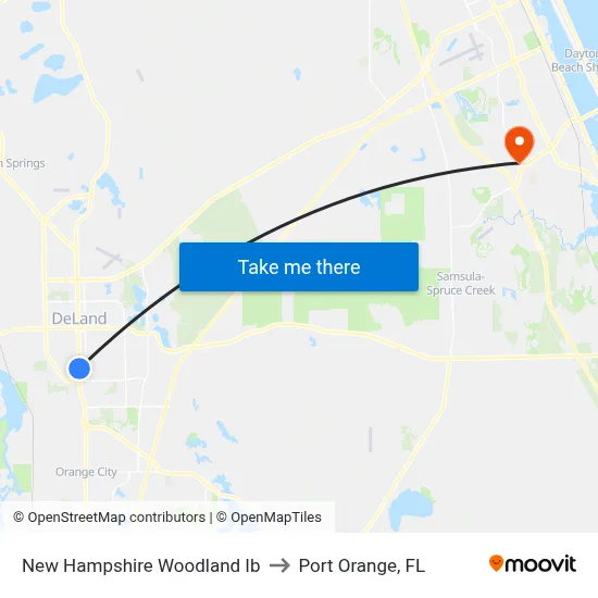 New Hampshire   Woodland Ib to Port Orange, FL map