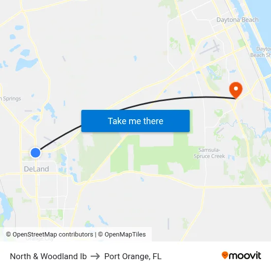 North & Woodland Ib to Port Orange, FL map