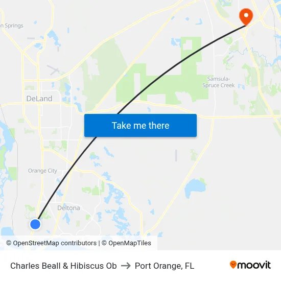 Charles Beall & Hibiscus Ob to Port Orange, FL map