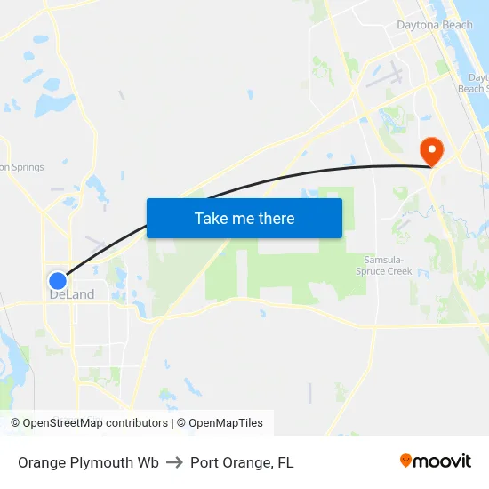 Orange  Plymouth Wb to Port Orange, FL map