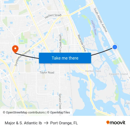 Major & S. Atlantic Ib to Port Orange, FL map