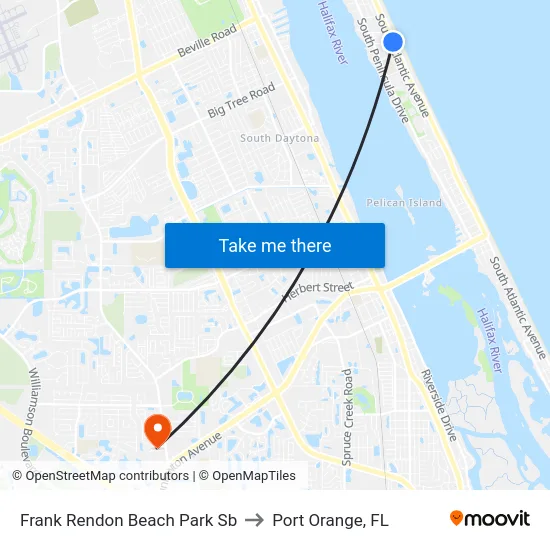 Frank Rendon Beach Park Sb to Port Orange, FL map