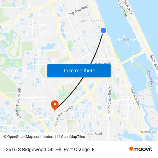 2616 S Ridgewood Ob to Port Orange, FL map