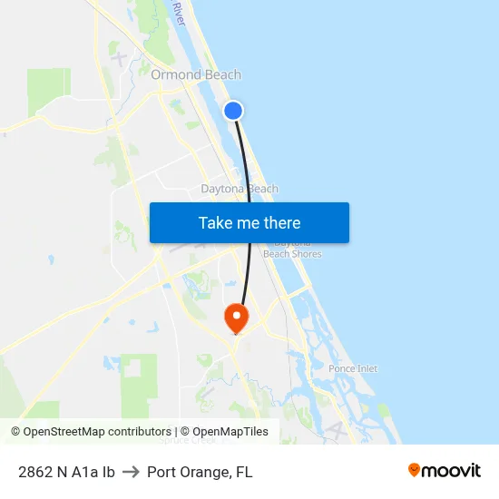 2862 N A1a Ib to Port Orange, FL map