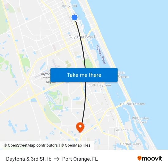 Daytona & 3rd St. Ib to Port Orange, FL map