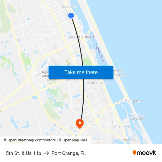 5th St. & Us 1 Ib to Port Orange, FL map