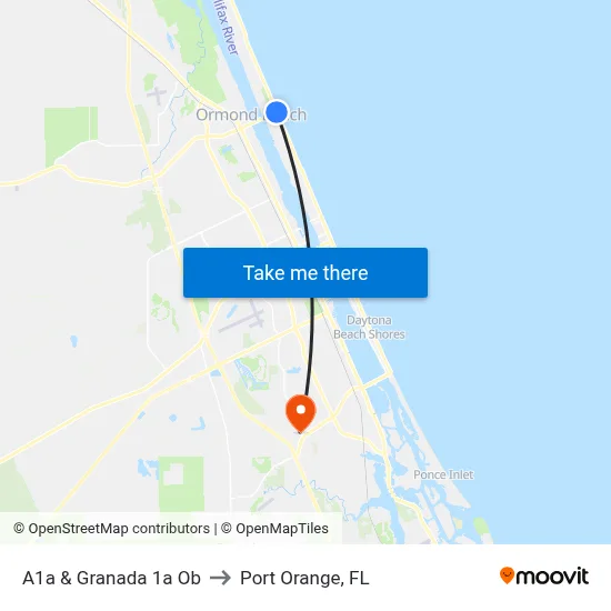 A1a & Granada 1a Ob to Port Orange, FL map