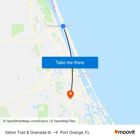 Seton Trail & Granada Ib to Port Orange, FL map
