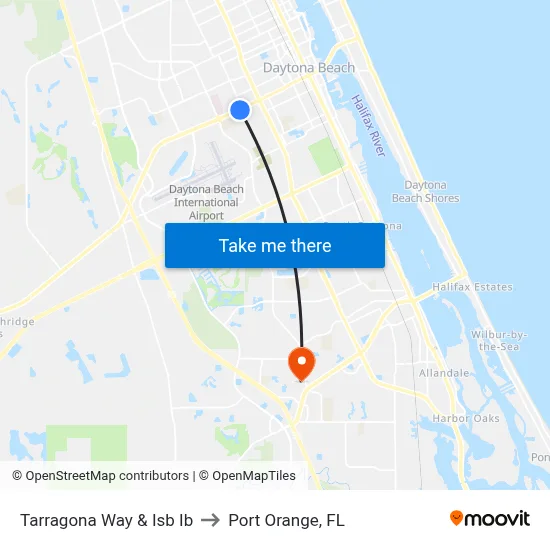 Tarragona  Way & Isb Ib to Port Orange, FL map