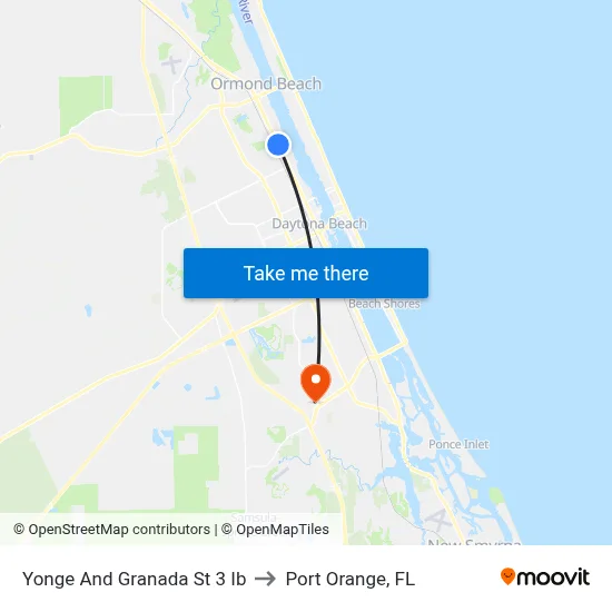 Yonge And Granada St 3 Ib to Port Orange, FL map