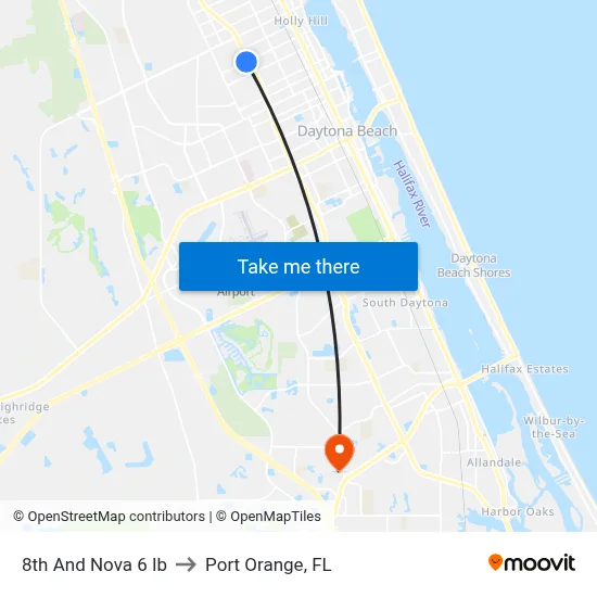 8th And Nova 6 Ib to Port Orange, FL map