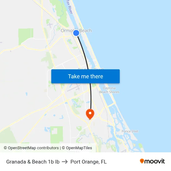 Granada & Beach 1b Ib to Port Orange, FL map