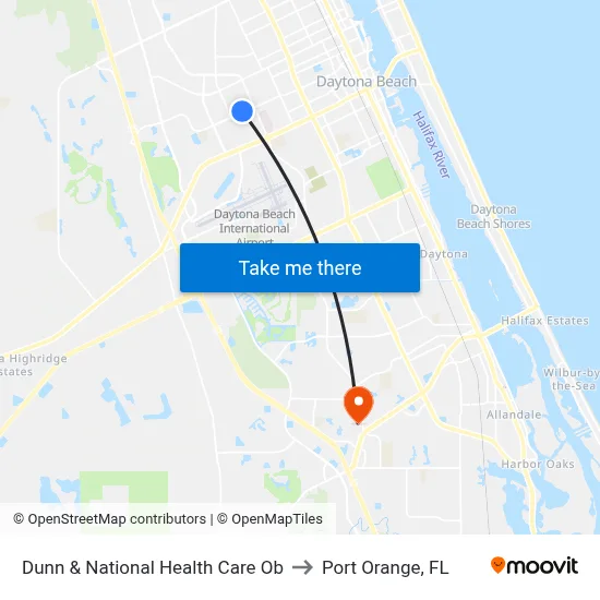 Dunn & National Health Care Ob to Port Orange, FL map
