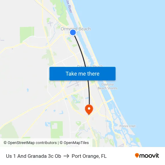 Us 1 And Granada 3c Ob to Port Orange, FL map