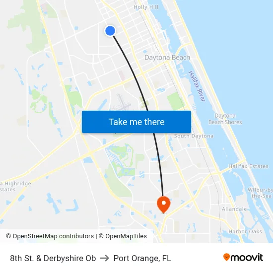 8th St. & Derbyshire Ob to Port Orange, FL map