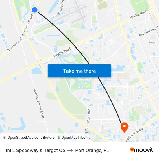 Int'L Speedway & Target Ob to Port Orange, FL map