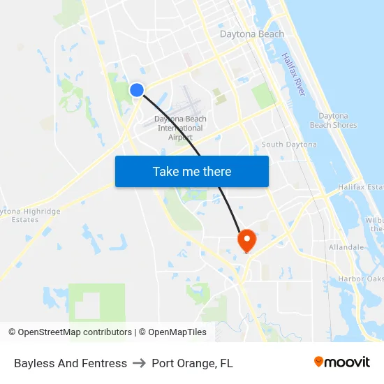 Bayless And Fentress to Port Orange, FL map