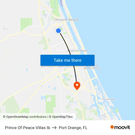 Prince Of Peace Villas Ib to Port Orange, FL map