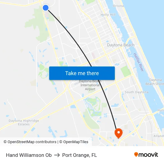 Hand  Williamson Ob to Port Orange, FL map