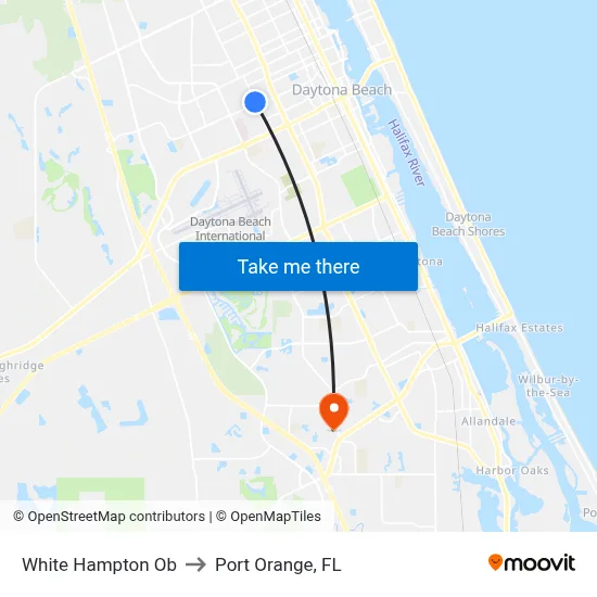 White  Hampton Ob to Port Orange, FL map