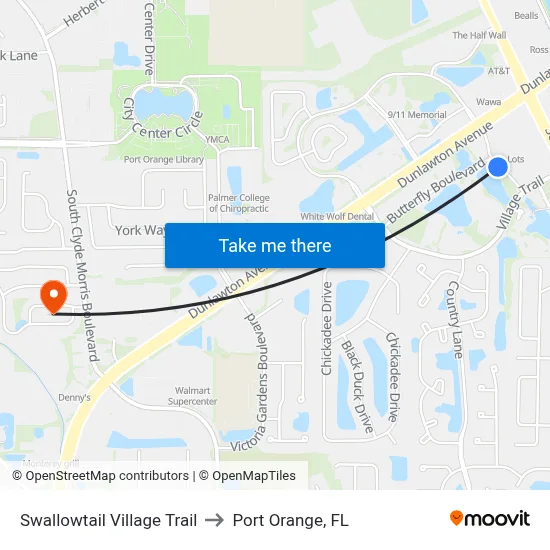 Swallowtail  Village Trail to Port Orange, FL map