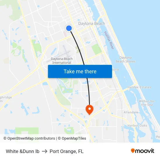White &Dunn Ib to Port Orange, FL map