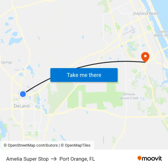 Amelia Super Stop to Port Orange, FL map