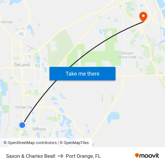 Saxon & Charles Beall to Port Orange, FL map