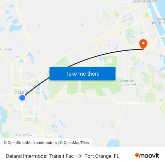 Deland Intermodal Transit Fac to Port Orange, FL map
