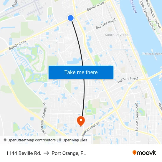 1144 Beville Rd. to Port Orange, FL map