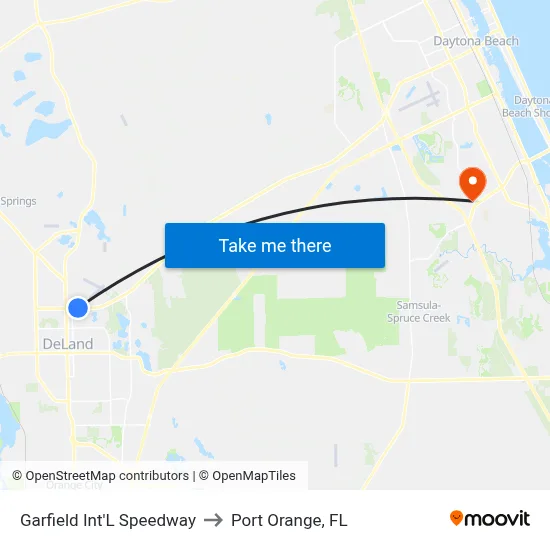 Garfield   Int'L Speedway to Port Orange, FL map