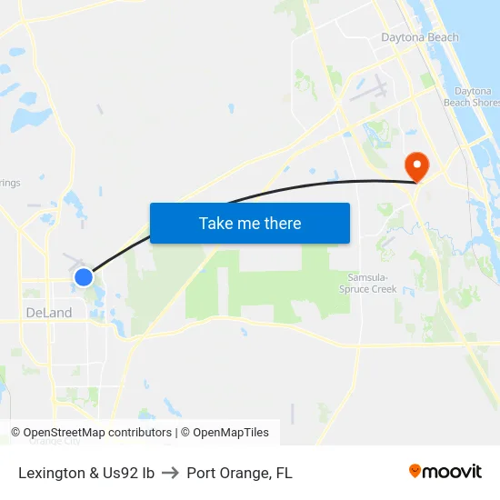 Lexington & Us92 Ib to Port Orange, FL map