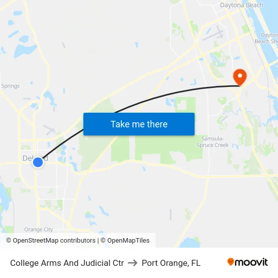 College Arms And Judicial Ctr to Port Orange, FL map